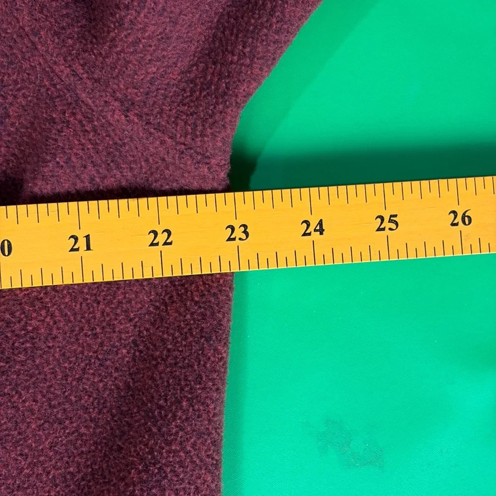 LL Bean Fleece Shacket Mens M Burgundy Reinforced Elbow Patches Shirt Jacket EUC